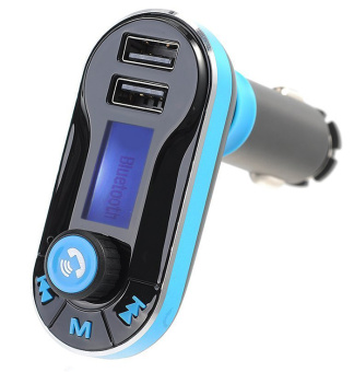Babanesia Bluetooth Car Charger FM Transmitter Dual USB Port BT66 - Biru