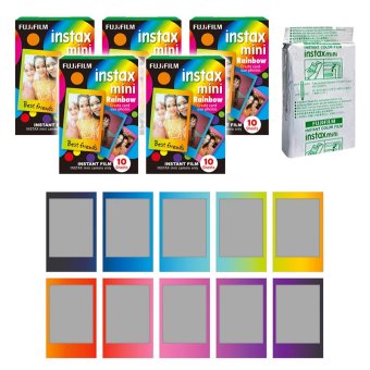 Fujifilm Instax Mini Rainbow Instant 50 Film for Fuji 7s 8 25 50s 70 90 / Polaroid 300 Instant Camera / Share SP-1 Printer