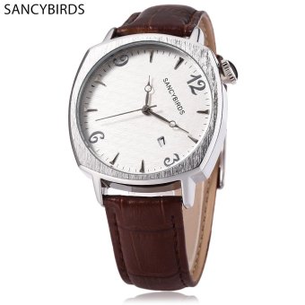 S&L SANCYBIRDS FY979 Men Quartz Watch Date Display Genuine Leather Strap Wristwatch (Brown) - intl