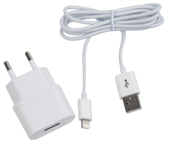 MuVit Universal Home Charger 2Usb 2.4A + Cable Lightning MFI 1M - White