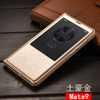 For Huawei Mate9 Leather Phone Case Mate 9 Phone Cover + Mate9 Tempered Glass Film (Gold) - intl