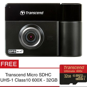 Transcend Drive Pro 520 - Car Video Recorders Camera Mobil CVR DP 520 - Dual Kamera - Hitam + Gratis Transcend MicroSDHC 600x 32GB