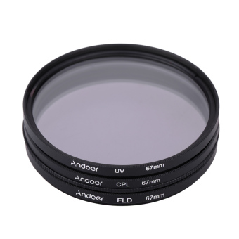 Andoer 67mm UV+CPL+FLD Circular Filter Kit Circular Polarizer Filter Fluorescent Filter with Bag for Nikon Canon Pentax Sony DSLR Camera