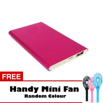 Powerbank Ultra Slim 99000MAh Aluminium Case - Pink + Free Handy Mini Fan