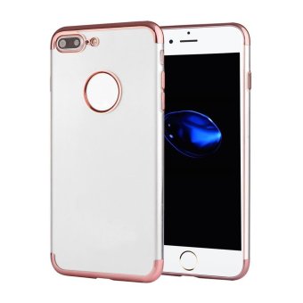 HAT PRINCE Plating TPU Back Cover for iPhone 7 Plus with 3D Tempered Glass Screen Protector Aluminum Alloy Edges - Rose Gold - intl