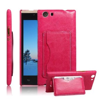 Lichee Pattern Case Cover with Stand Function and One Card Solt for Wiko Ridge 4G Red - intl