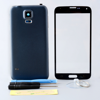 OEM Housing Case Screen Glass Assembly parts For Galaxy S5 I9600 tools(Black)
