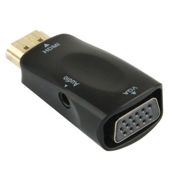 Universal Full HD 1080P HDMI Female to VGA and Audio Adapter for HDTV / Monitor / Projector - Hitam
