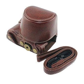 PU Protector Cover Case Bag Shell Camera Accessory with Shoulder Strap for Sony A5000 A5100 Nex 3N Coffee - intl