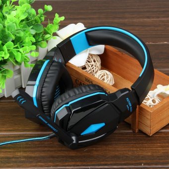 KOTION EACH G4000 Stereo Noise Cancelling Gaming Headset w/ Mic HiFi Driver LED Light for PC - Blue + Black - intl