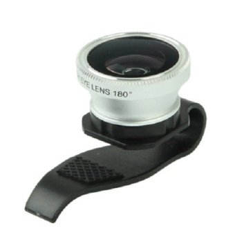 Universal Clip Lens Fisheye for Smartphone and Tablet PC - Silver Hitam