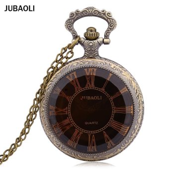 S&L JUBAOLI 1154 Pocket Quartz Watch Solid Front Cover Roman Numerals Scale Necklace Wristwatch (Black) - intl