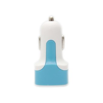 Generic Car Charger Dual Port Stripe Power White-Blue
