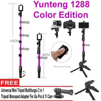 Yunteng YT-1288 Monopod Tongsis 1288 with Bluetooth Function + U Holder + Mini Tripod 2 in1 Combo Set+ Hinger Adapter