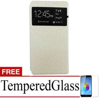 Ume Flip Cover Oppo Neo 7- Silver + Gratis Tempered Glass