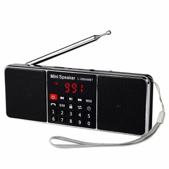 LUOMO LED Screen Display L-288 Portable AM FM Stereo Radio with Wireless Speaker MP3 Player (Black) - intl