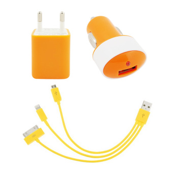 uNiQue Paket Charger Rumah dan Charger Mobil Quick Charging Radiant - Oranye