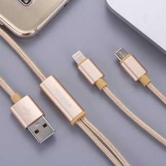 Foneng 2 in 1 Micro USB and 8 Pin Lightning Cable 120cm Nylon Braided Charging Cable iPhone 7/7 plus/6/6 Plus/6S/6S Plus/5s/5c/5/5SE,iPad,iPod,oppo,vivo,htc - intl