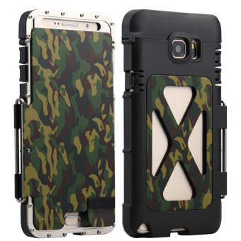 R-just Armor King Stainless Steel Iron man Flip Aluminum Metal Cover Metal Case For Samsung Galaxy Note 4 Camouflage - intl