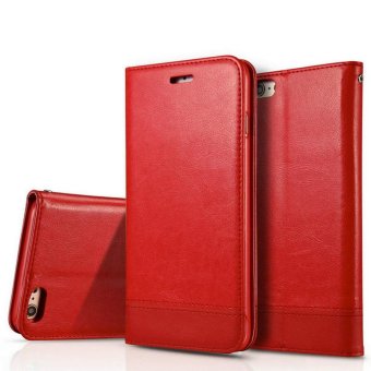 PU Leather Card Holder Flip Case For iPhone 6S (Red) - intl
