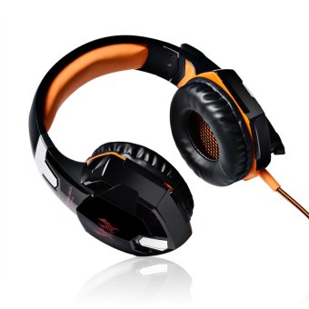 KOTION EACH G2000 Over-ear Game Headset Earphone Headband w/ Mic Stereo Bass LED Light for PC (Orange)