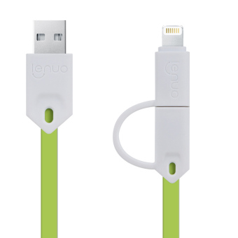 Lenuo 3.3ft/1m 2.4A 2-in-1 Lightning and Micro USB to USB Data Sync Charge Cable for iPhone 6 6S 6Plus iPad Samsung Huawei Xiaomi (Green)