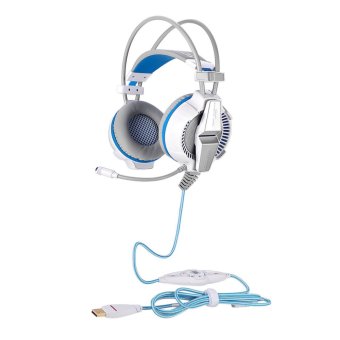 KOTION EACH 7.1 USB Surround Sound Gaming Headphones Microphone Stereo Headset(White/blue)