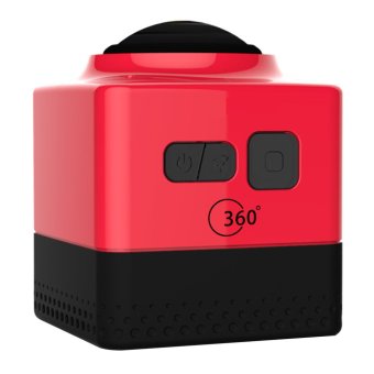 360 Camera 360 Degree Panorama Action Camera Wifi 1280*1024 28fps Portable Mini Camcorder Outdoor Sport Wide-Angle Video Camera (Red)