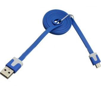 USB Noodle Style Micro USB Port USB Data Cable for Smartphone - 1m - Biru