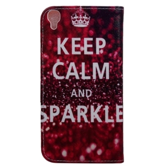 SUNSKY Keep Calm and Sparkle Words Pattern Horizontal Flip Leather with Holder Card Slots Wallet for Alcatel Idol 3 5.5inch (Red)