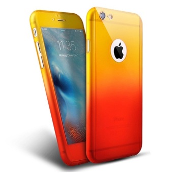 I Tech 360 Degree Full Body Protection Cover Show Logo Case WithTempered Glass for iPhone 6/6S (Yellow/Orange) - intl
