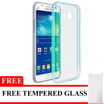 Softcase Ultrathin Soft for Samsung J7 - Biru Clear + Gratis Tempered Glass