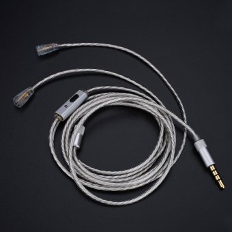 120cm Silver Plated Earphone Cable Line with Mic For Sennheiser IE80/Shure SE215 - intl