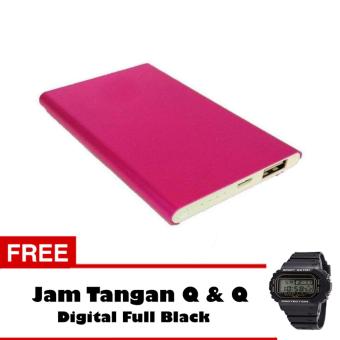 Powerbank Ultra Slim 99000MAh Aluminium Case - Pink + Free Jam Tangan Q & Q