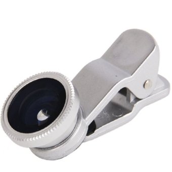 Universal 3 in 1 Clip Lens 180 Degree Macro Lens for Smartphone and Tablet PC - Silver