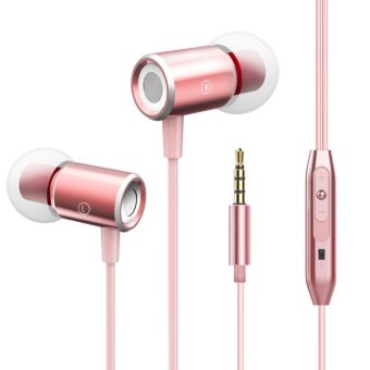 Stereo Super Bass In-Ear Headset with Handsfree Microphone (Rose Red) - intl