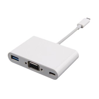 Chenyang CY Silver USB-C USB 3.1 Type C to VGA Monitor & USB OTG & Charger Adapter for 12\" Apple New Macbook