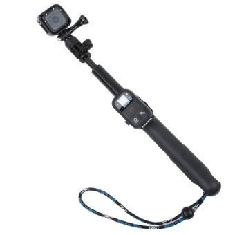 TMC 19-39 inch Smart Pole Extendable Handheld Selfie Monopod withLanyard for GoPro HERO4 Session /4 /3+ /3 /2 /1, XiaoyiCamera(Black)