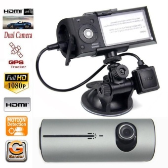 2.7'' 1080P Car DVR Camera Recorder Dash Cam G-Sensor GPS Dual Len Camera Silver - intl