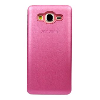 Hardcase Leather Clear Case for Samsung Galaxy J5- Merah Muda