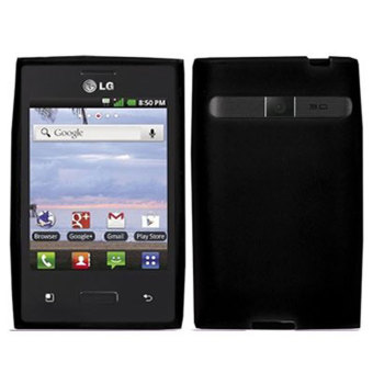 Leegoal Black Solid Soft Silicone Gel Case Cover for LG Optimus Logic L35g Dynamic L38c - intl