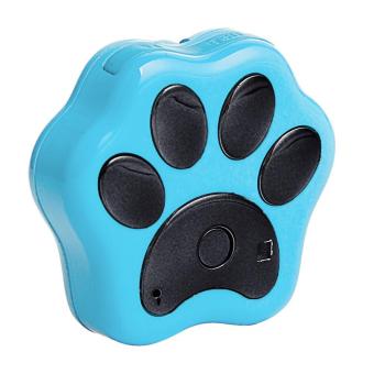 Portable Cute Dog Paw Pattern Dog Cat Collar Pet GPS + WiFi Locator Anti-lost Glow Daily Life Waterproof Realtime Tracking Tracker Remote Monitoring with Lanyard Blue-black - intl