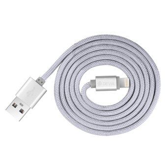 DEVIA MFI Certified Braided Lightning 8pin Charge Sync Cable for iPhone iPad iPod - Silver