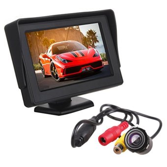 Vococal 4.3 inch Rearview Mirror Monitor 18.5mm Drilling 170 Degree Night Vision Car Parking Reverse Reversing Camera Car Rear View Kit