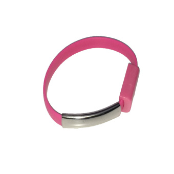 Cantiq Micro USB To USB Cable Bracelet Charger Data Sync Cord For Smartphone/Cable Data Gelang Micro For Smartphone - Pink