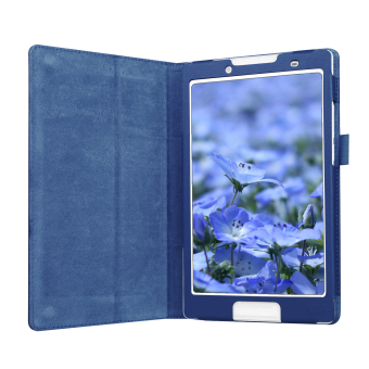 Elegant Litchi Design Moonmini PU Leather Smart Cover for Lenovo Tab 2 A8 Tablet Book Cover - Dark Blue