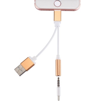 HAT PRINCE Lightning 8pin to USB 2.0 + 3.5mm Audio Jack 2-in-1 Cable for iPhone 7 - Gold - intl