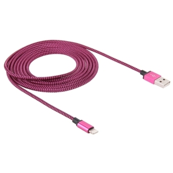 SUNSKY Woven Style 8pin to USB Sync Data / Charging Cable foriPhone6 6 Plus. iPhone 5 5S 5C. iPad Air 2 Air. iPad mini 1 / 2 /3. iPodtouch 5. Length: 2m(Magenta) - intl