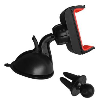 360 Degrees Rotation Car Dual-use Air Vent Dashboard Mobile Phone Mount Holder Clips for iPhone 6 Samsung Galaxy Note 5 Note Edge Universal 5.4-8.5cm Width Cellphones GPS Red - intl