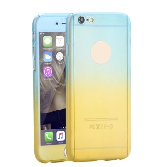 EOZY PC 360 Degree Full Body Protection Gradient Stitching Color Phone Case for iPhone 6 Plus/6S Plus (Yellow&Blue)